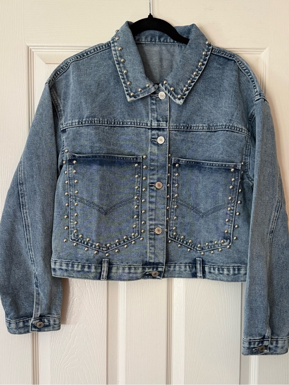 Women’s Denim Jean Jacket with Silver Studs